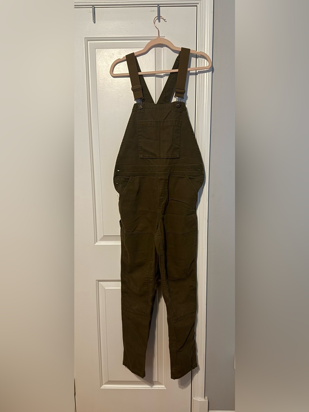 REI Co-op Wilderness Spirit Olive Canvas Utility Overalls Women’s 6
